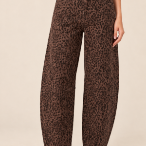 Women's leopard-print barrel, Denim Jeans.
